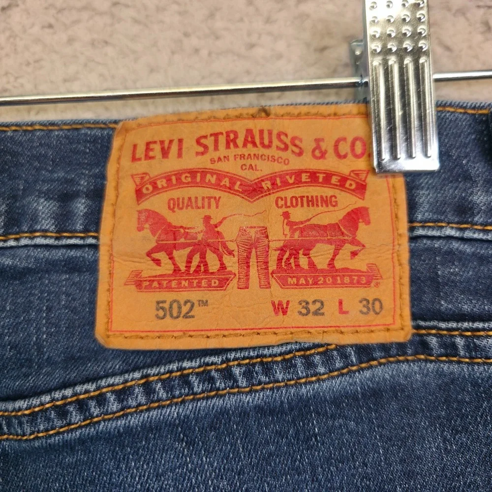 Levis 502 Jeans 32x30 Blue Taper Fit Medium‎ Wash Stretch Denim Classic 32x27